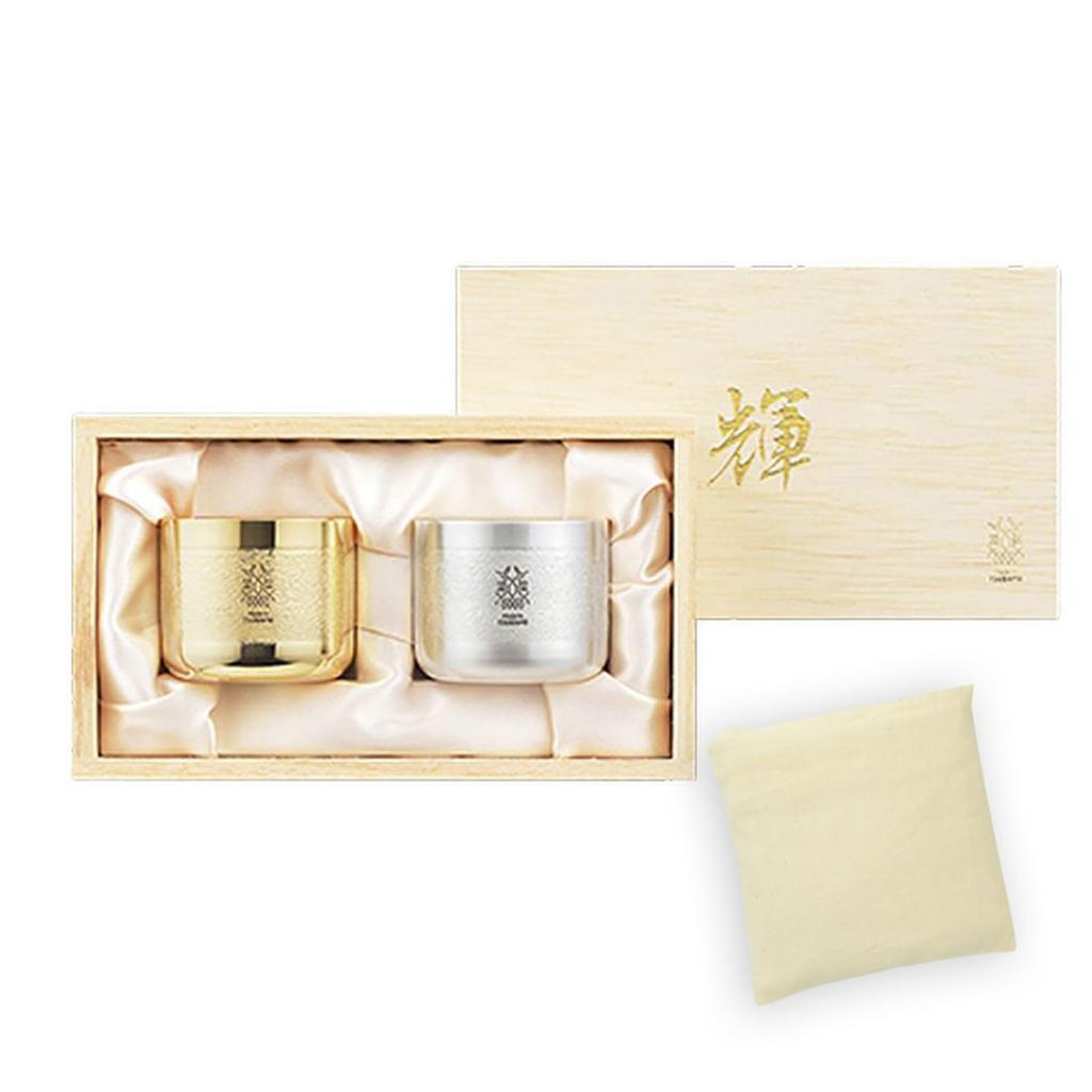 Pure Copper Sake Gold and Made In Japan Vietnam J-kitchens Glasses, Silver, 2-Piece Set, 90ml, (SimpleBag Set)