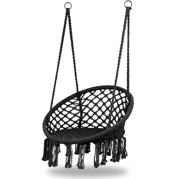 Stork's Nest Swing Hanging Chair Garden Boho for Home Garden 120cm Black