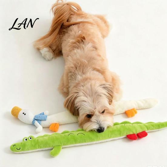 Molar Teeth Cleaning Toys for Dogs 40 Inch Extra Long Plush Squeaky Dog Toy, Soft Cartoon Crocodile Duck Durable Chew Companion Aggressive Chewers