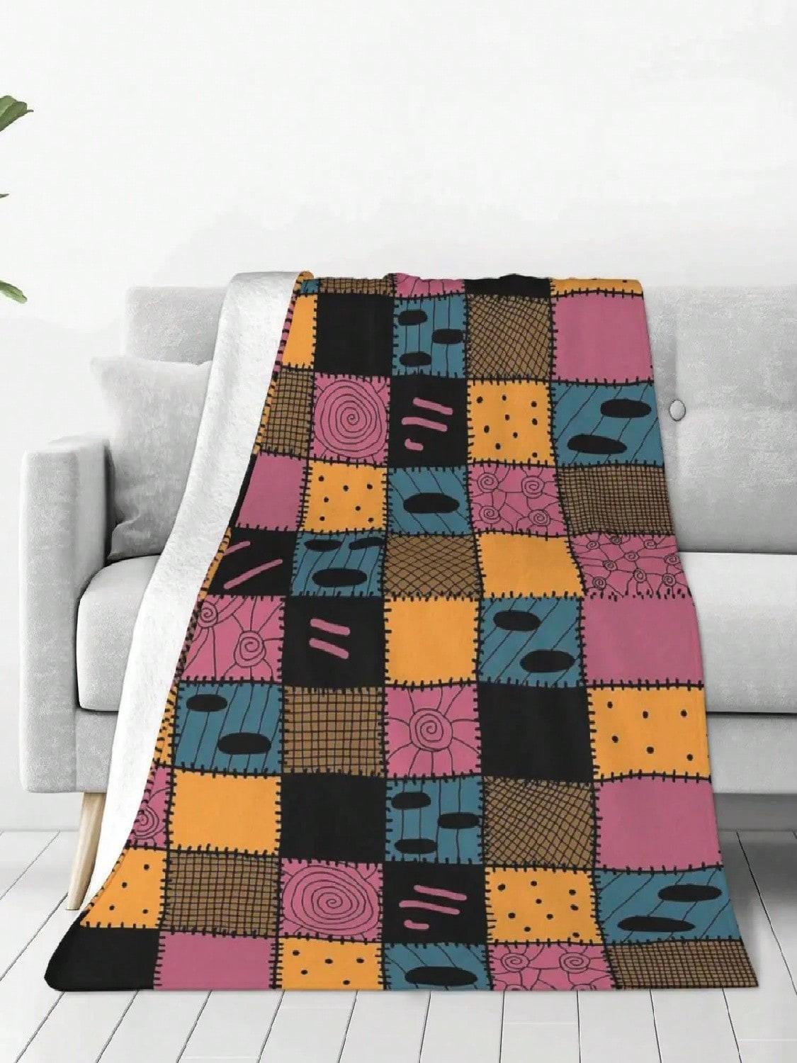 Nightmare Sally Inspired Pattern Blanket Flannel Multi-Function Sofa Throw Blankets For Couch Bedding Outdoor Throws Bedspread 75X95CM