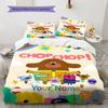 Hey Duggee Custom Name Pattern Bedding,Quilt Set Quilt Cover Pillowcase Home Birthday Gift(1 * duvet cover + 2 * pillowcase, without core)