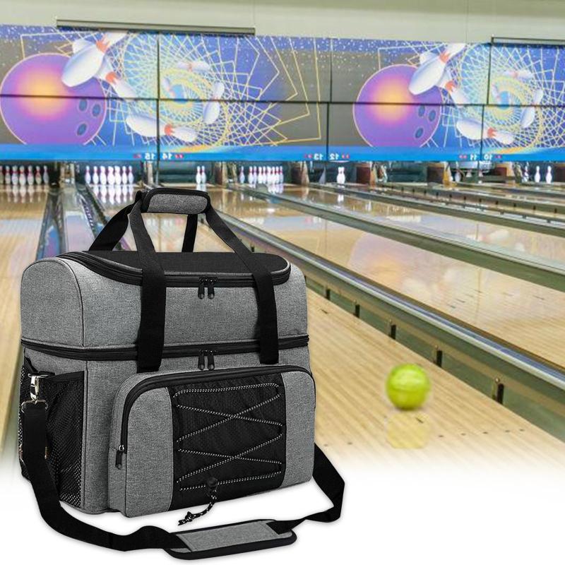 Bowling Ball Bag for Double Balls, Bowling Ball Tote Bag with for Extra Storage Pockets for Bowling Shoes & for Extra Es