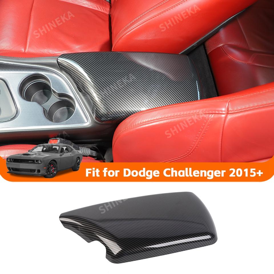 SHINEKA ABS Carbon Fiber Armrest Box Panel Decoration Cover for Dodge Challenger 2015 Up Car Interior Accessories