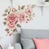 Watercolor Pink Romantic Rose Flower Leaves Bedroom Headboard Wall Decoration Wall Stickers