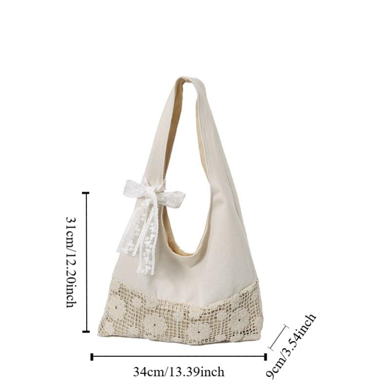 Tote Bag Flower Beach Bag Hollow Out Hollow Shoulder Bag Simple Solid Color Woven Bag  Girls