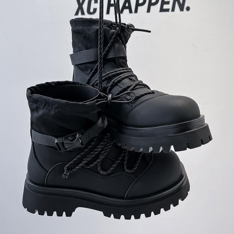 Martin boots high-top men's thick-soled heightening outdoor travel work boots camping medium-top mountaineering short boots 70011-A