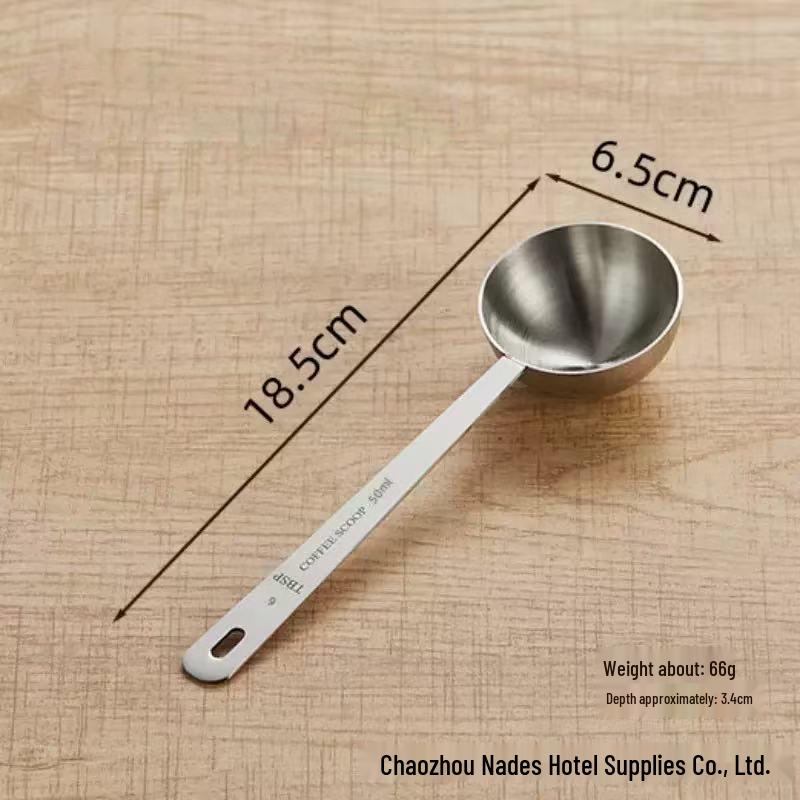 304 Stainless Steel Thickened Measuring Spoons Set with Long Handles, 50ml Cup, 40ml Spoon, for Baking and Seasoning.