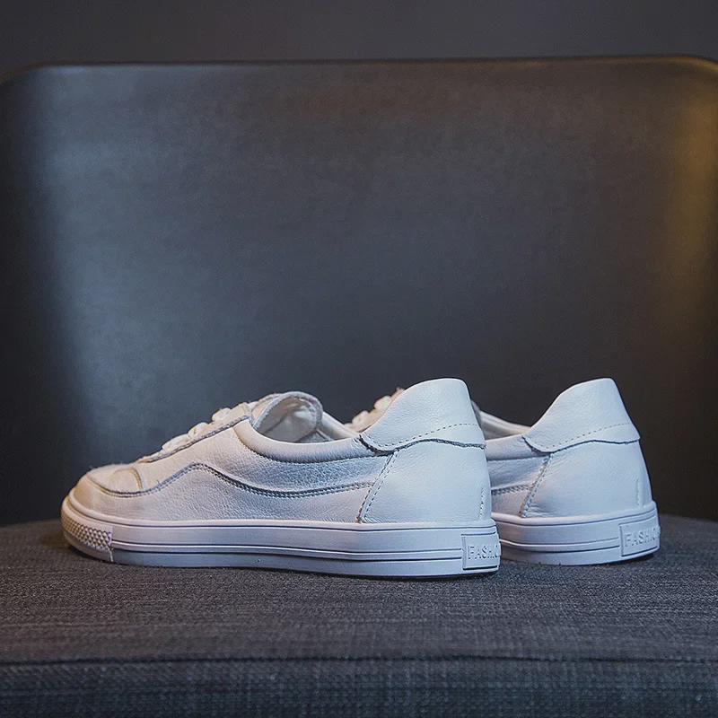 Women's Genuine Leather White Flats - 2025 Spring Korean Style, Versatile Breathable Shallow Mouth Shoes