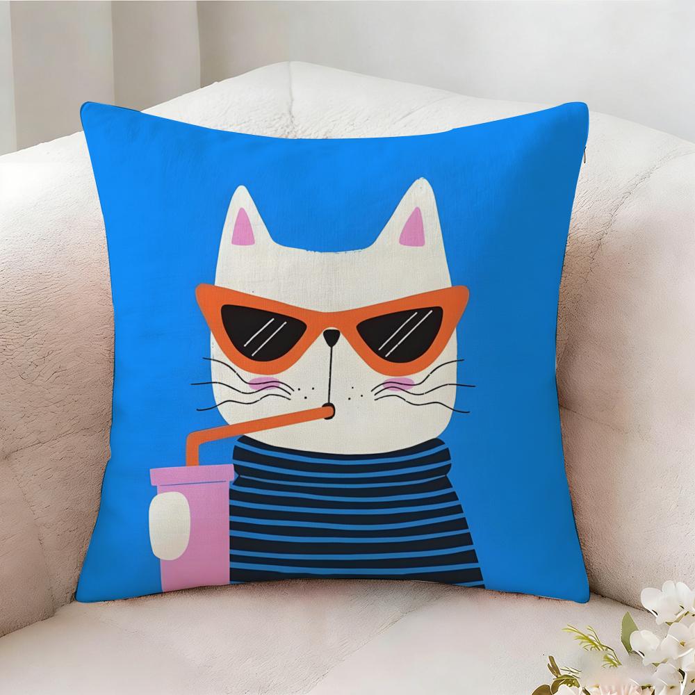 Funny And Silly Cat Pattern Pillow Case Pillowcase Doublesided Printed Sofa Cushion Bedroom Headboard Pillow