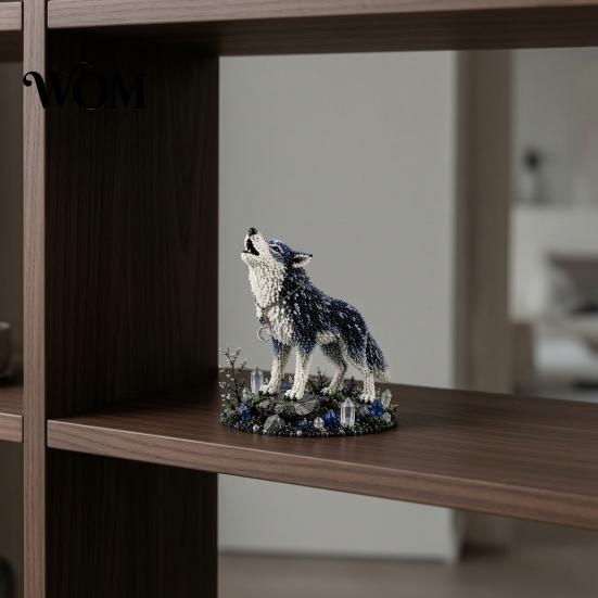 Vícevrstvé korálkové vyšívání DIY Sada materiálů na korálkování, Kompletní sada pro začátečníky série Mýtický les 3D, s korálky s vysokým leskem, Kočka Liška Vlk