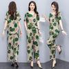 Sommeranzug für Frauen im mittleren Alter Neue elegante zweiteilige Sets Damen-Outfits Lose Vintage-Druck-Hosen-Set mit weitem Bein