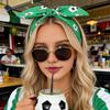Damen Stirnband Breiter Rand Fußballmuster Schleife Stirnband Anti-Rutsch-Behandlung Gesichtsschlankmachender Haarreif Sportaccessoire