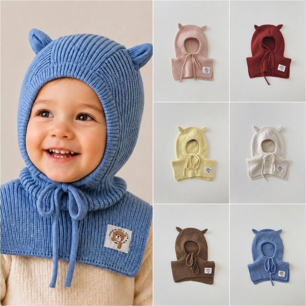 Cute Ear Children's Scarf Integrated Hat Ear Protection Kids Balaclava Caps Children's Hat Winter