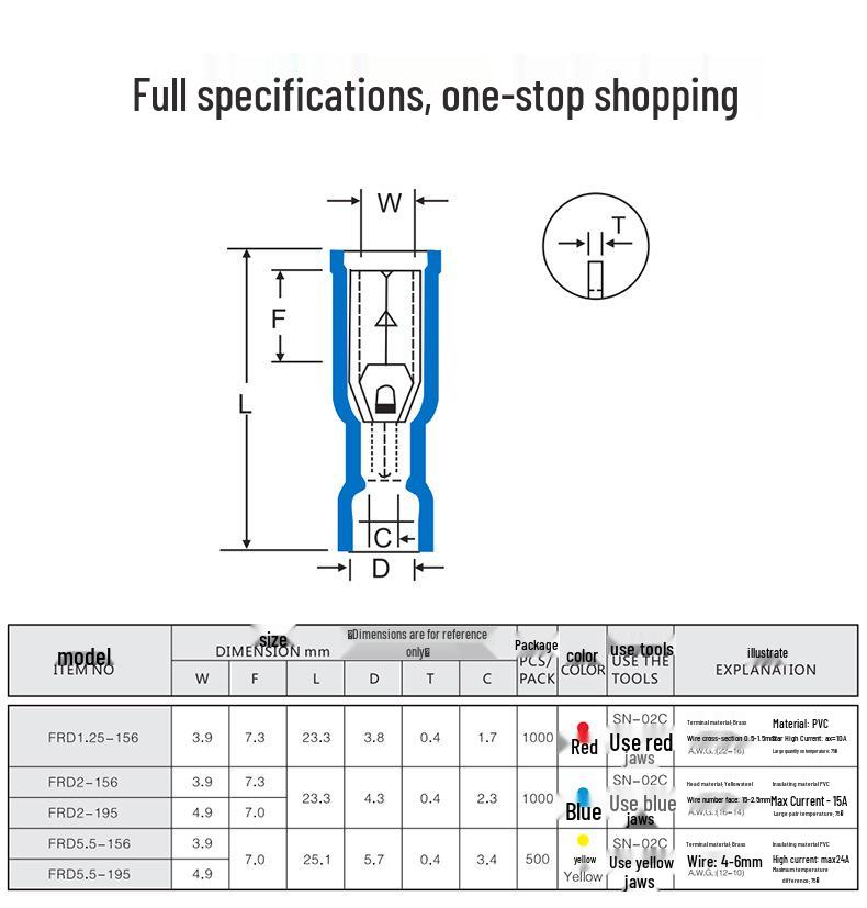 KT KST MPD1.25 Bullet-shaped Male Pre-insulated Crimp Terminal
