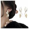 Hanging Earrings With Zircons, Leaves And Flowers