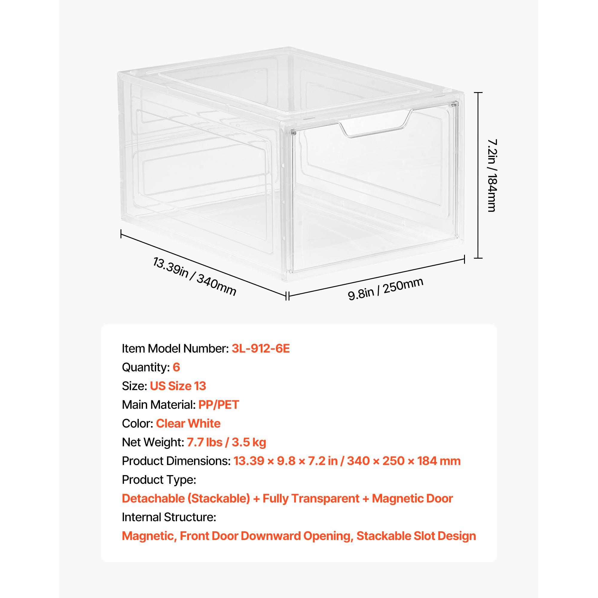

SucceBuy Коробки для хранения обуви Прозрачные Штабелируемые Коробки для обуви Органайзеры для хранения Магнитная дверца Подходящий размер Пластиковые Контейнеры для кроссовок