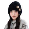 Autumn and Winter Hats for Women Thickened and Warm Flowers  Knitted Wool Hat Korean Baotou Hat  Outdoor Cold Protection Hat