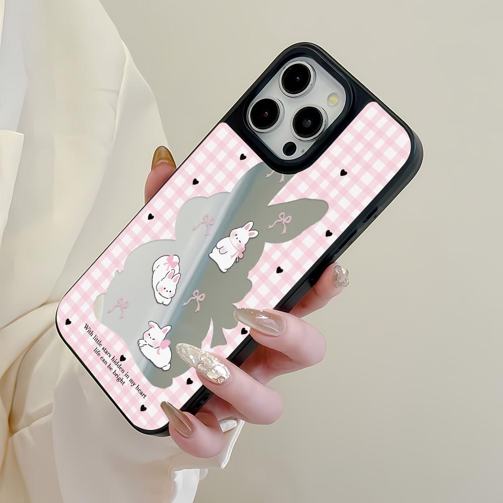 Mirror Phone Case for iPhone 15 11 13 14 for 15 16 Pro Max 12 13 16 Pro Cloud Flower and Animal Cute Style Phone Case