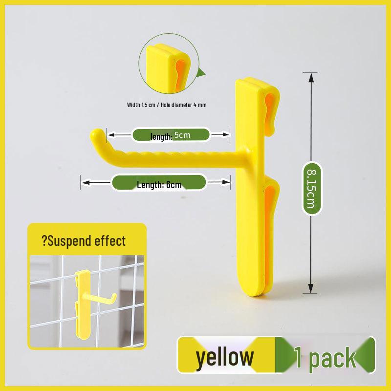 Nail-Free Grid Panel Hook for Wire Mesh Shelves - No-Drill Wall Storage Hooks for Kindergarten Display