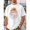 European Sizes White T - Shirt for Men: "Sunshine State of Mind" Beach - Themed Print