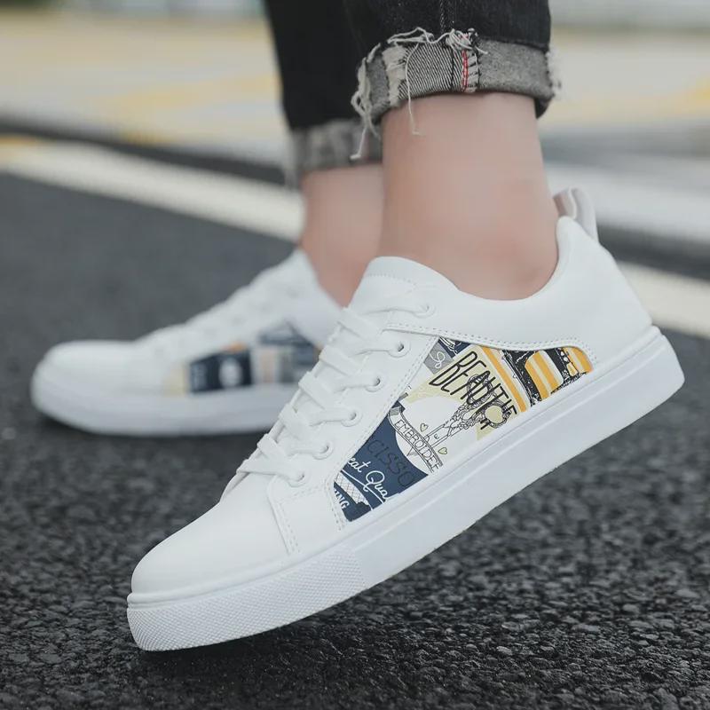 Large Size Versatile Men's Korean Style Low-Top Sneaker Casual White Shoes
