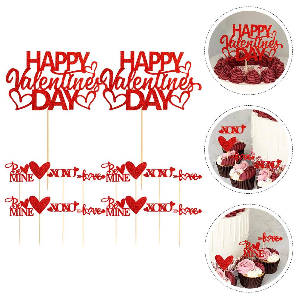 50 Pcs Süße Liebe Picks Valentinstag Kuchen Einsätze Obst Kuchen Cupcake Decor Topper Rot Ornament