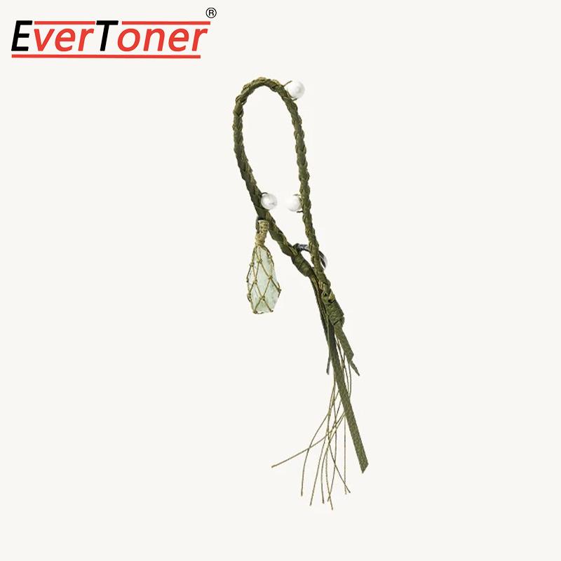 EverToner Braided Rope Keychain for Women Leather Songmont mountain with Matsuyu stone crysta Purse Keys Backpack Pendant