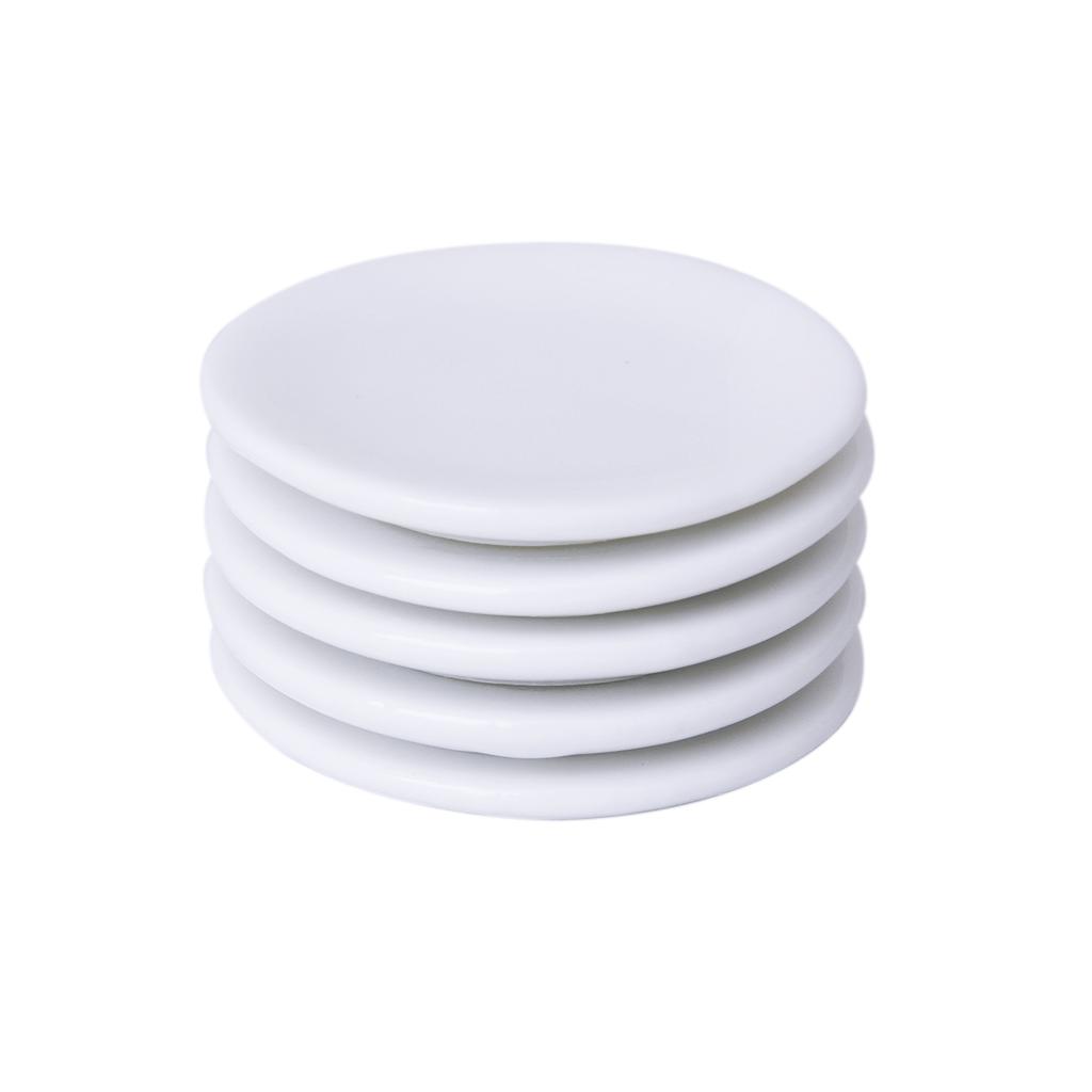 5pcs Dollhouse Miniature White Ceramic Food Plates Kitchen