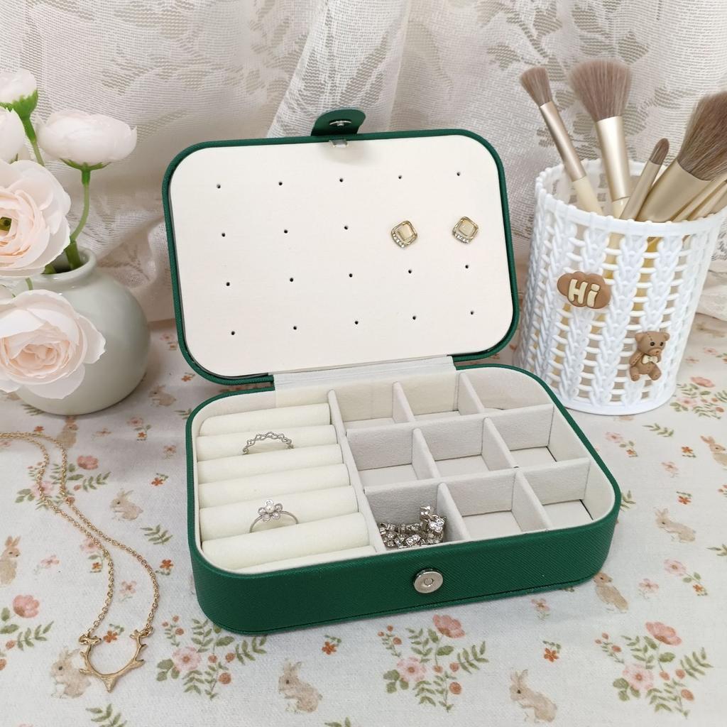 Spiegel Leder Schmuckschatulle Ring Ohrringe Halskette Schmuckschatulle Magnetischer Schnappverschluss Gitter Schmuckaufbewahrung Artefakt