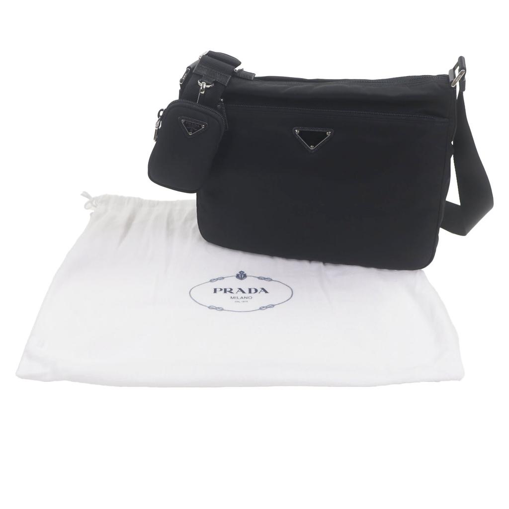 Excellent PRADA Shoulder Bag Black Nylon Mens 1BC421 Used