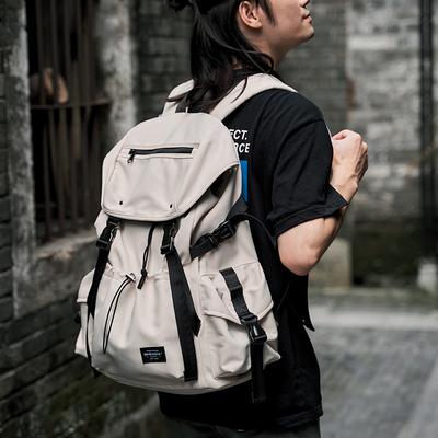 Sac à dos, Sac d'école étudiant multifonctionnel à cordon de serrage pour hommes, Sac à dos à rabat à pression, Sac pour ordinateur portable étanche à la mode