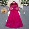 Celebrity Court Style Bubble Sleeve Dress Women's Autumn Fringed Design Sense Light Familiar Imperial Sister Temperament Big Pendulum Long Skirt