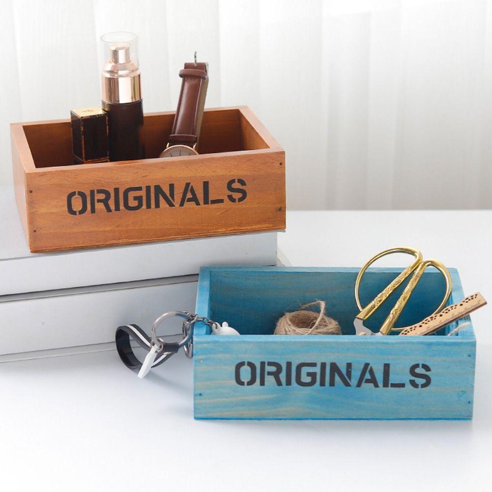 Rectangular Jewelry Box Wooden Storage Bin Large Capacity Cosmetics Box  Dessert