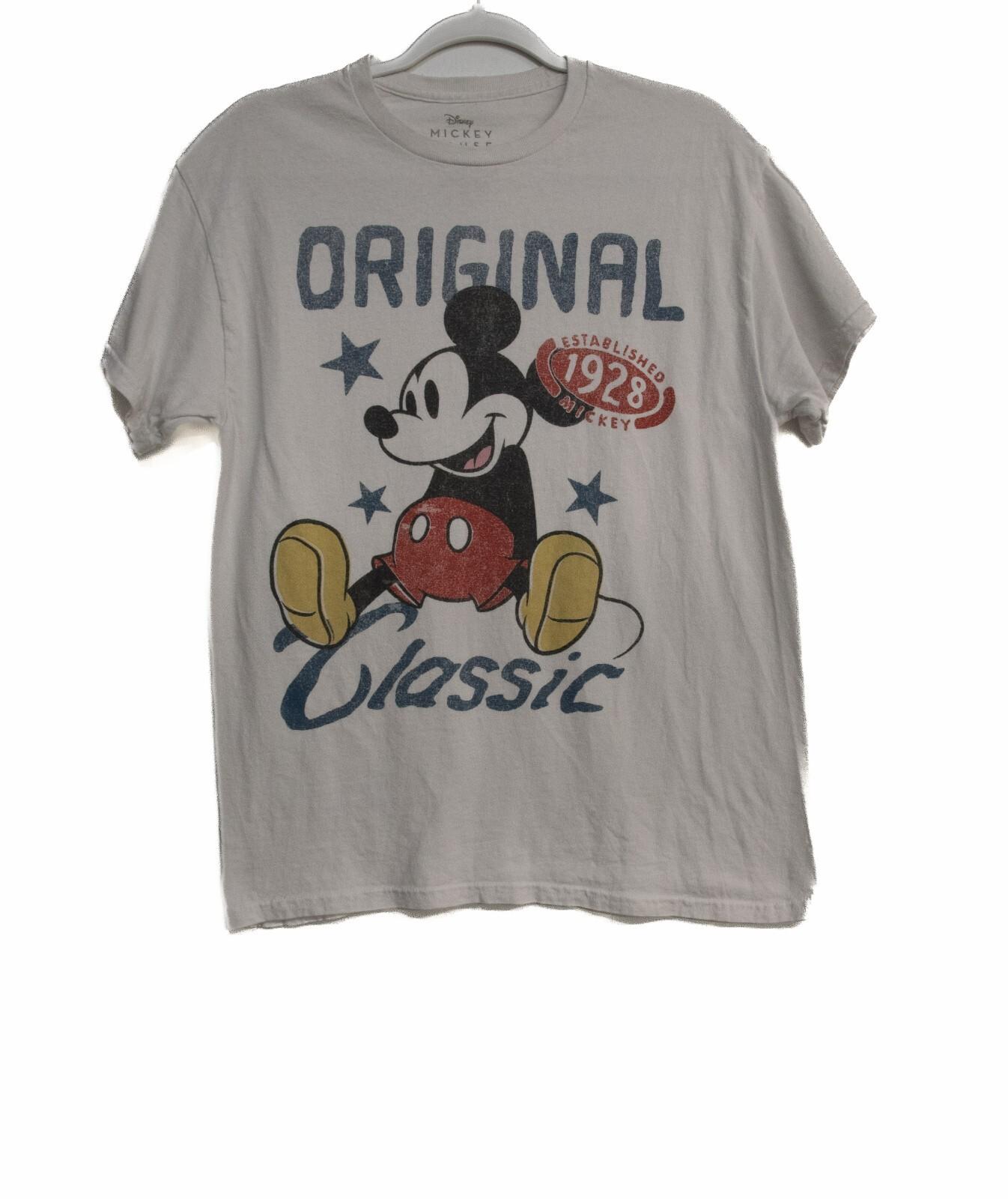 Disney Mickey Mouse Original Classic 1928 Mens White T-Shirt Crew Neck Cotton S S