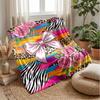 Colorful Floral Bow Blanket Personalized Name Flannel Blanket Soft Cozy Plush Throw for Sofa Bed Lightweight Home Decor