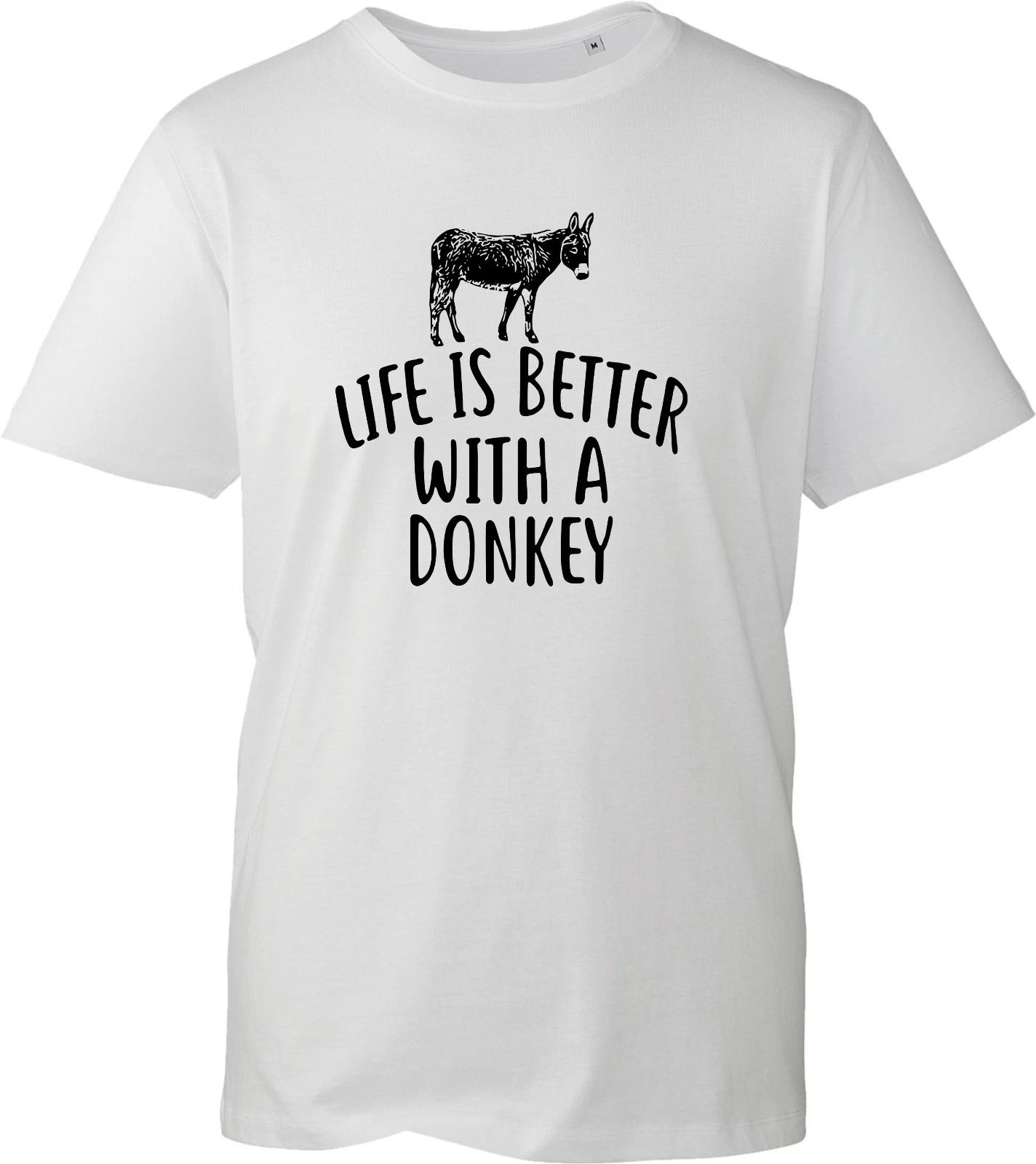 

Men s Funny Shirt Life Is Better With A Funny Farm Donkey GIft Casual T-Shirt S