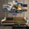 No Framed 5 Pieces Excavator Car Modular Wall Art Canvas Posters Pictures Paintings Home Decor for Living Room