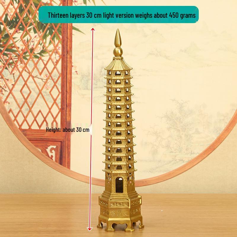 Miedziana ozdoba Pagody Wenchang: Duży, 7-13 warstwowy chiński buddyjski wystrój do domu i świątyni