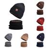 Conjunto de Gorro de Inverno Tricotado e Cachecol com Forro de Fleece para Uso ao Ar Livre em Clima Frio