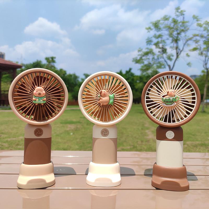 Cute Cartoon Capybara Portable Mini Pocket Cooling Fan  Detachable Dock Handheld Fan Outdoor Usb Charging Small Fan Gifts