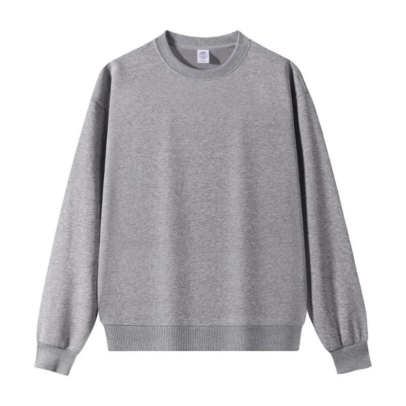 Autumn and winter new cotton crew neck sweater solid color loose casual men's and women's tops