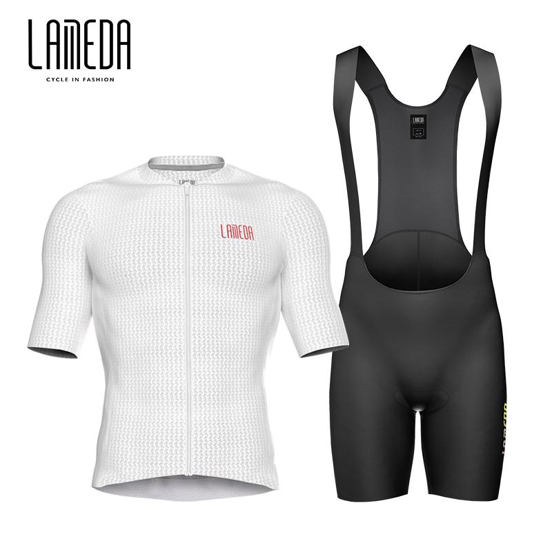 2026 Lameda Cycling Clothes Summer Men's Short Sleeved Fast Drying Breathable Cycling Jersey Cycling Shorts Strap Set for Men