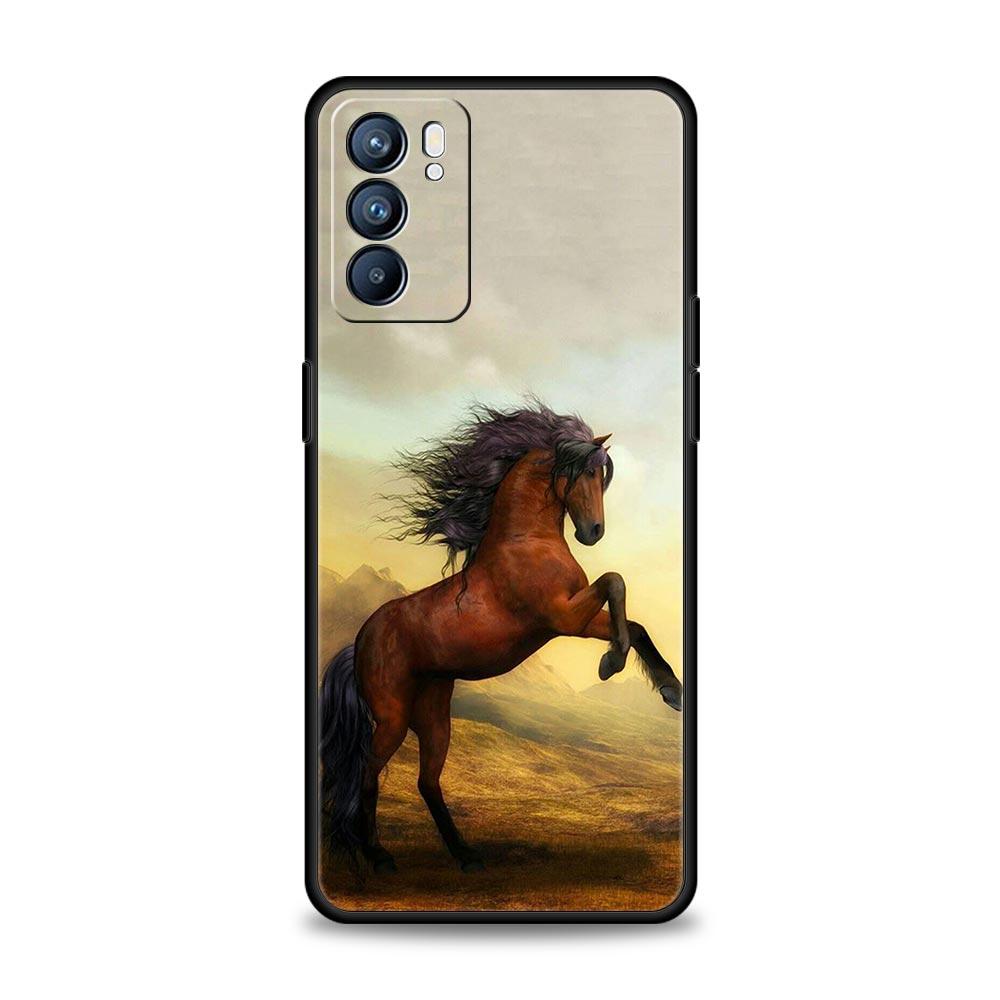 Animal Horse Phone Case For Oppo A17 A31 A54 A57 A78 A79 A98 Find X5 X6 Reno 6 7 8 10 11 12 13 F Pro 5G Soft TPU Cover Funda Bag