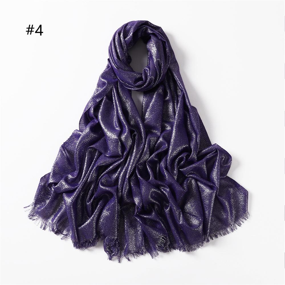 Elegant Two-End Tassel Scarf: Solid Color with Gold and Silver Threads