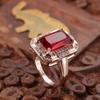 Classic Square Ring For Women 100% Natural Red Crystal Stone 1.3ct Real Rose Gold Color Wedding Engagement  Lady Gift