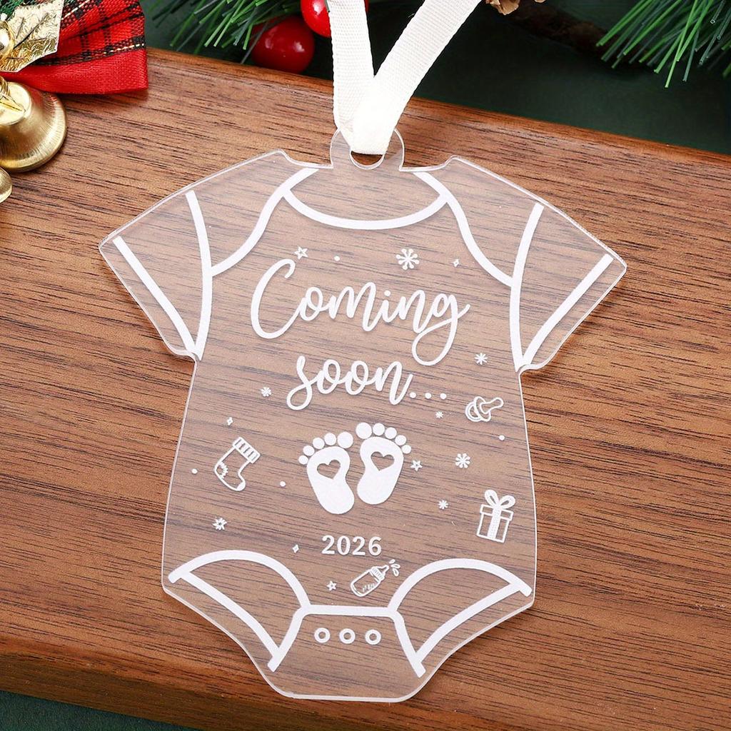 1pc 2026 Celebration Decor -"Coming Soon" Pregnancy Announcement Ornament with Heart,Hanging Decoration for Christmas Tree