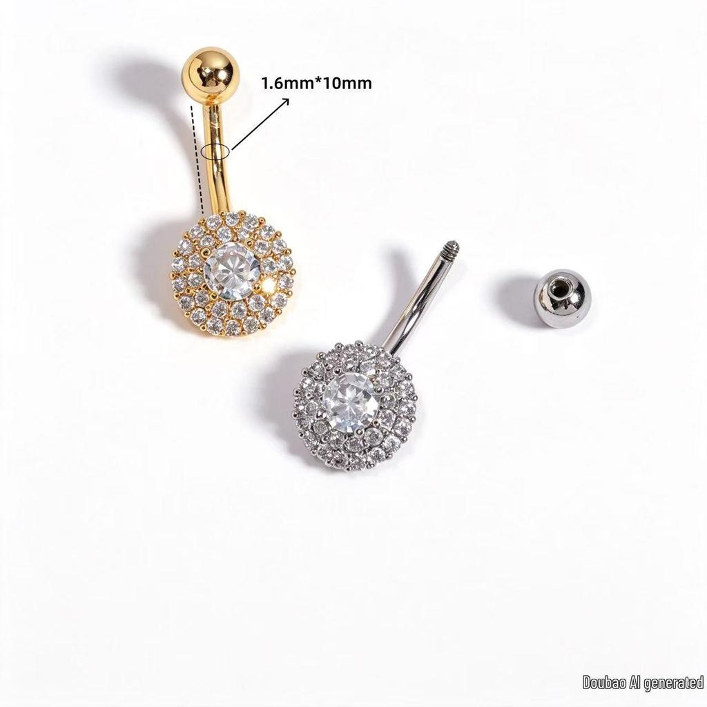 Fashionable Stainless Steel Zircon Belly Button Ring