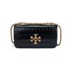 Eleanor Solid Double T Logo Crocodile Pattern Flap Chain Leather Handbag Women Handbags Black Gold 152261-890