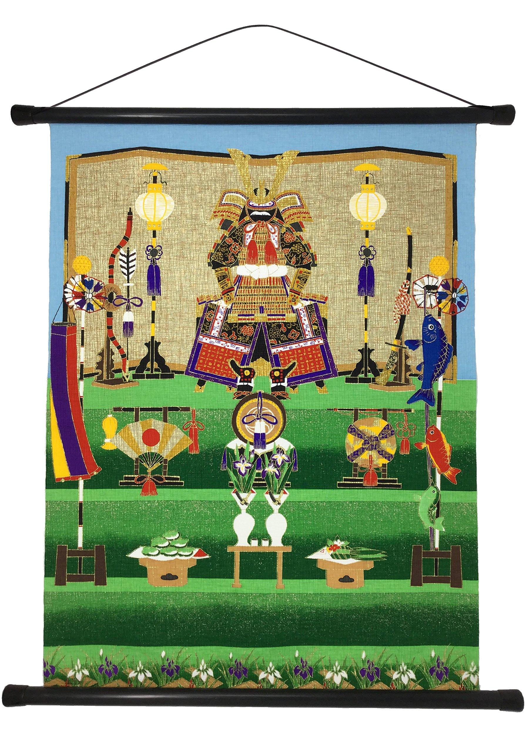 

[Amazon.co.jp Exclusive] Kawasumi Washi All-Over Pattern Yuzen Washi Tapestry (Children s Day Helmet Ornament, 58x46cm) Gift Boxed