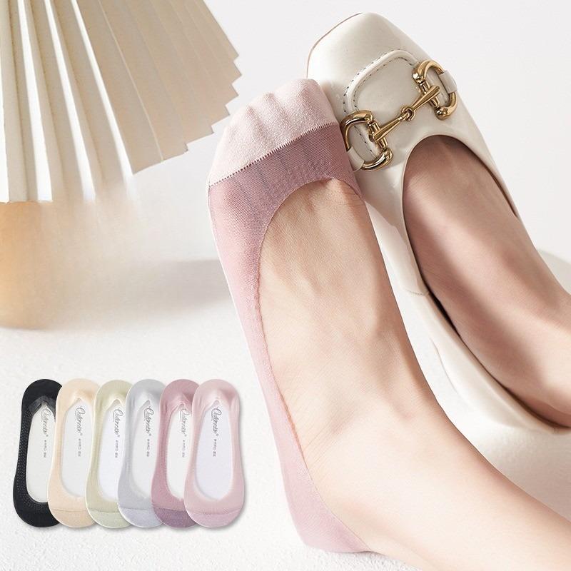 Women's Boat Socks Anti-slip Socks Mesh Invisible Socks for Women Spliced Cotton Sole Sweat Wicking Breathable Sweet Socks